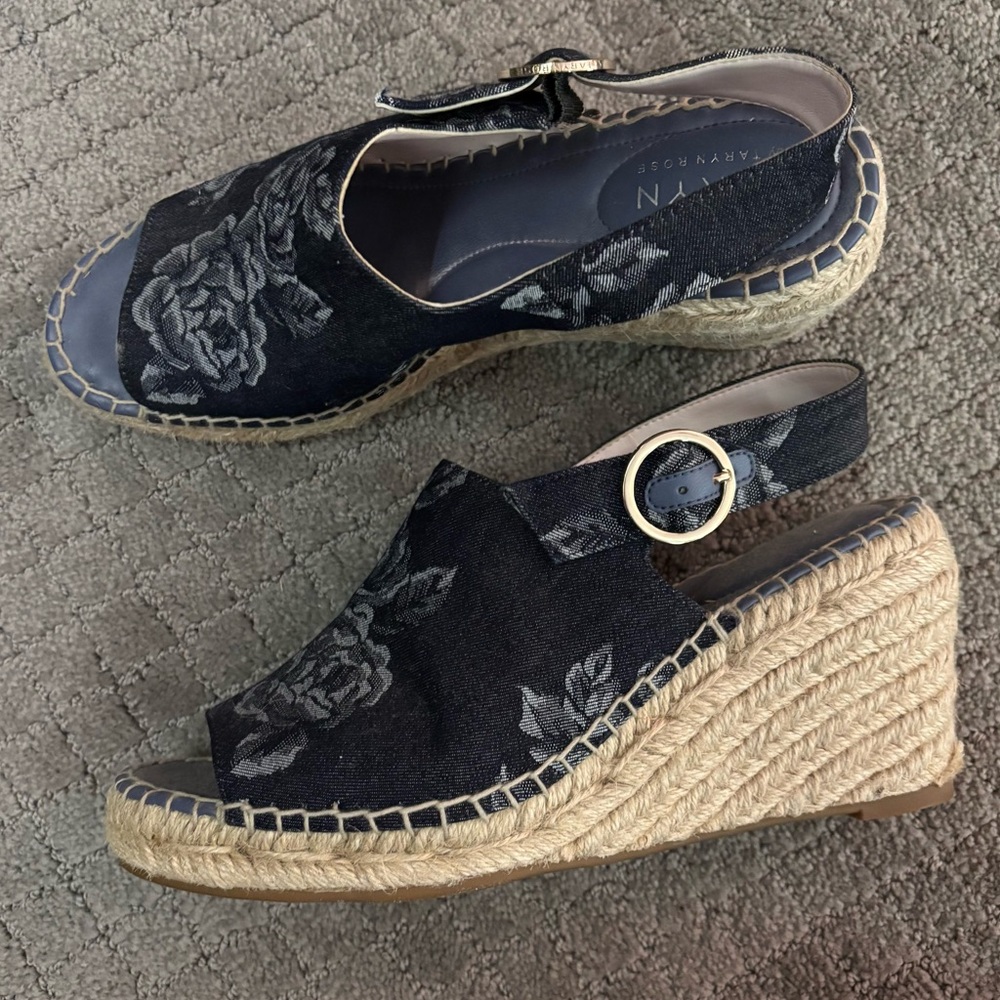 Floral Denim Espadrille Sandals